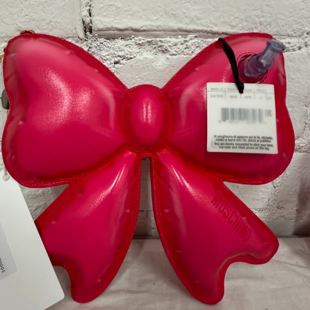 SS23 Moschino Couture Jeremy Scott Pink Inflatable Ribbon Patent Leather Bag
